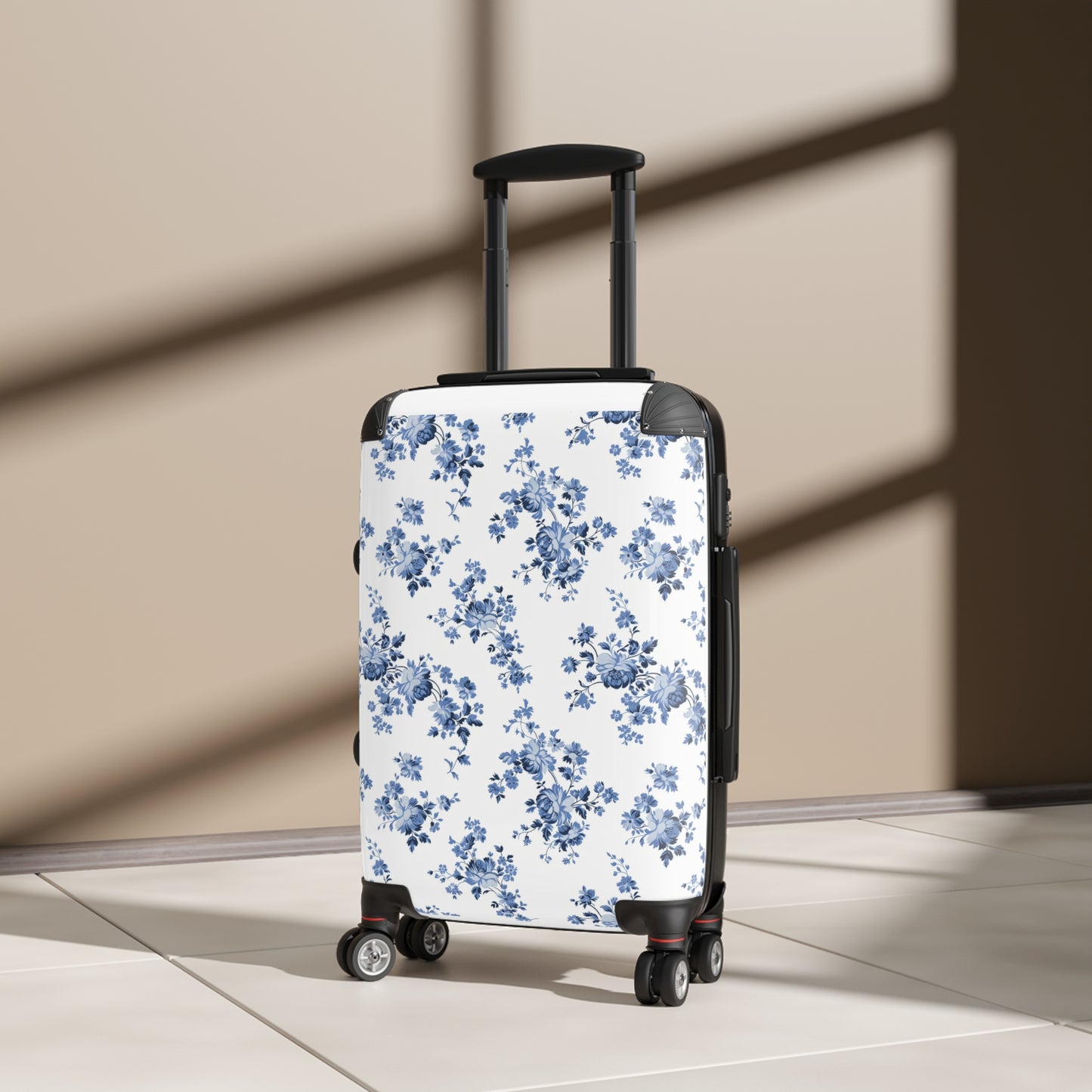 Blue Floral Toile Large Suitcase