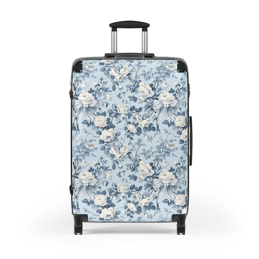 Blue Floral Toile Large Suitcase