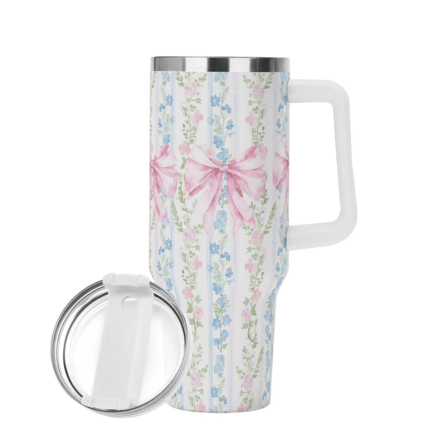 40oz Stainless Steel Coquette Floral Bow Tumbler