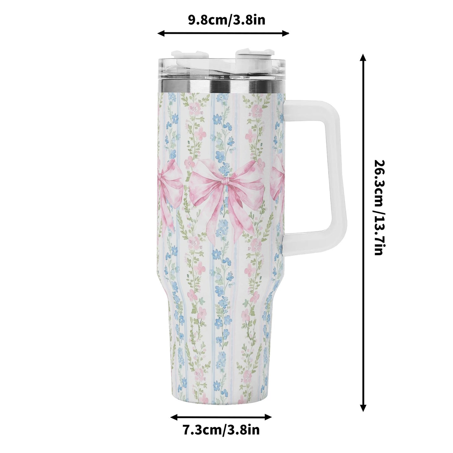 40oz Stainless Steel Coquette Floral Bow Tumbler