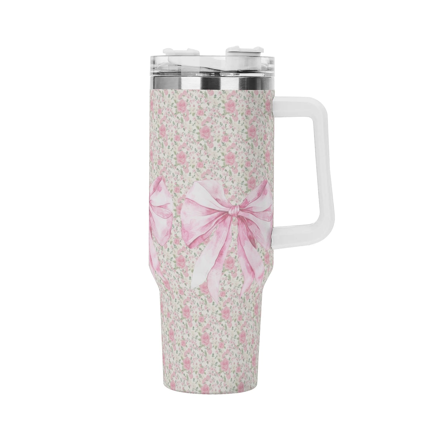 40oz Stainless Steel Coquette Floral Bow Tumbler