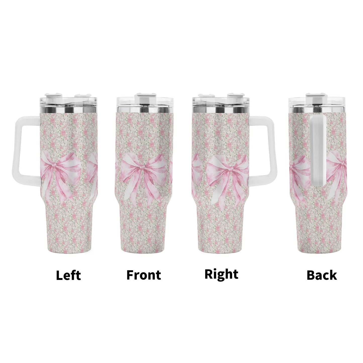 40oz Stainless Steel Coquette Floral Bow Tumbler