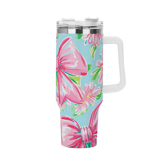 40oz Stainless Steel Coquette Floral Bow Tumbler