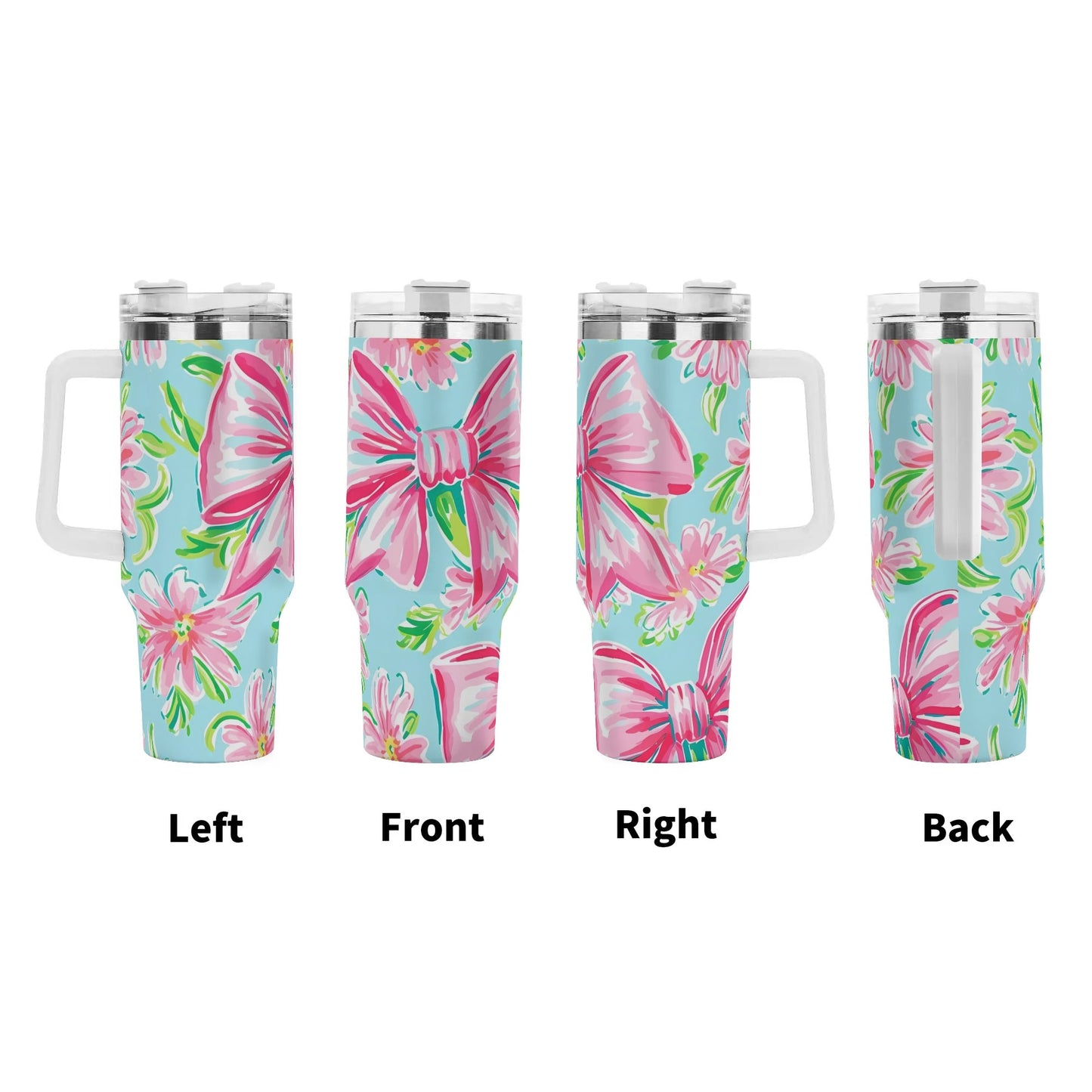 40oz Stainless Steel Coquette Floral Bow Tumbler