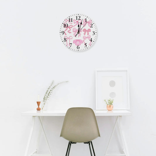 Pink Coquette Bow Wall Clock