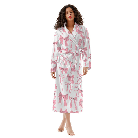 Womens Coquette Bow Long Bathrobe