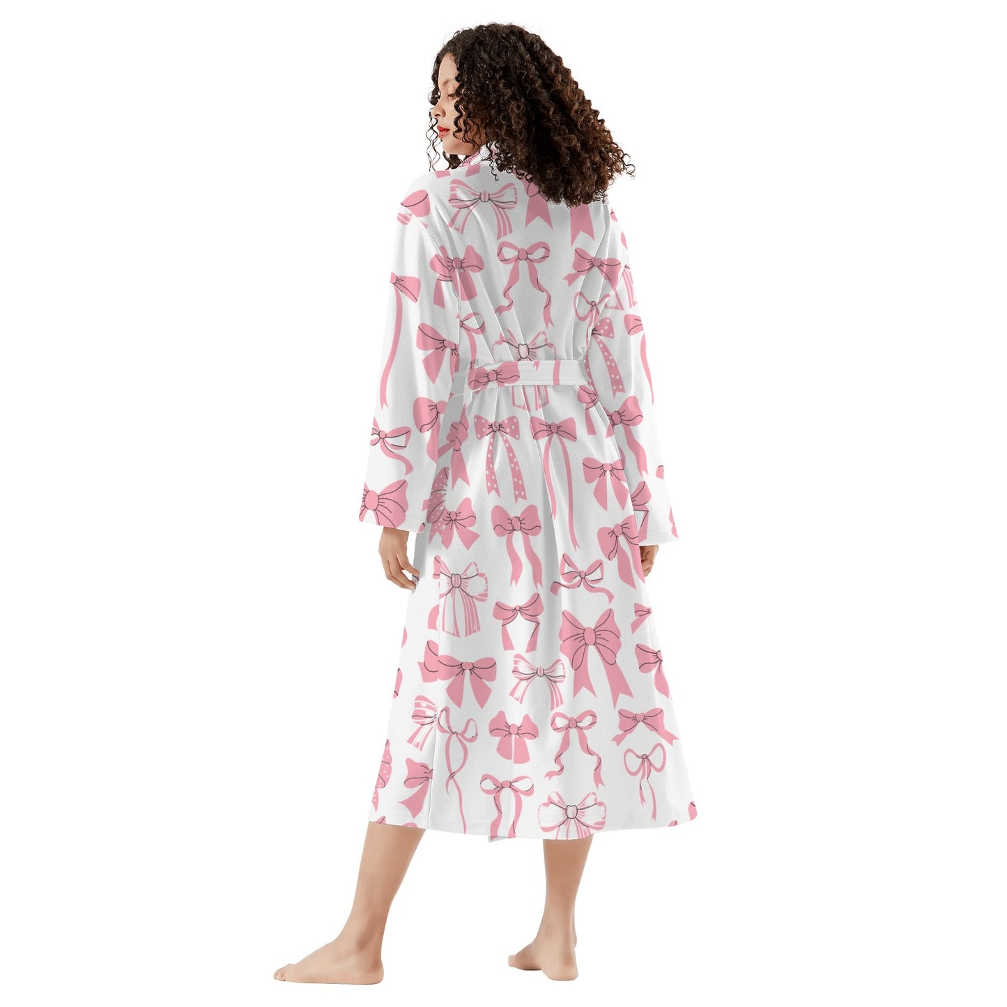 Womens Coquette Bow Long Bathrobe