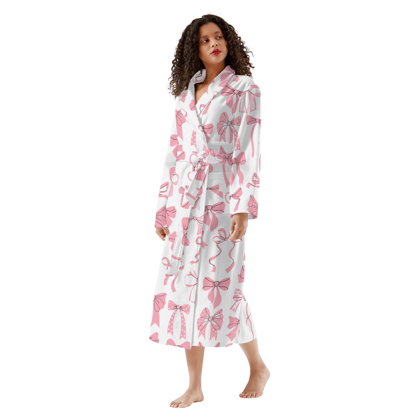 Womens Coquette Bow Long Bathrobe