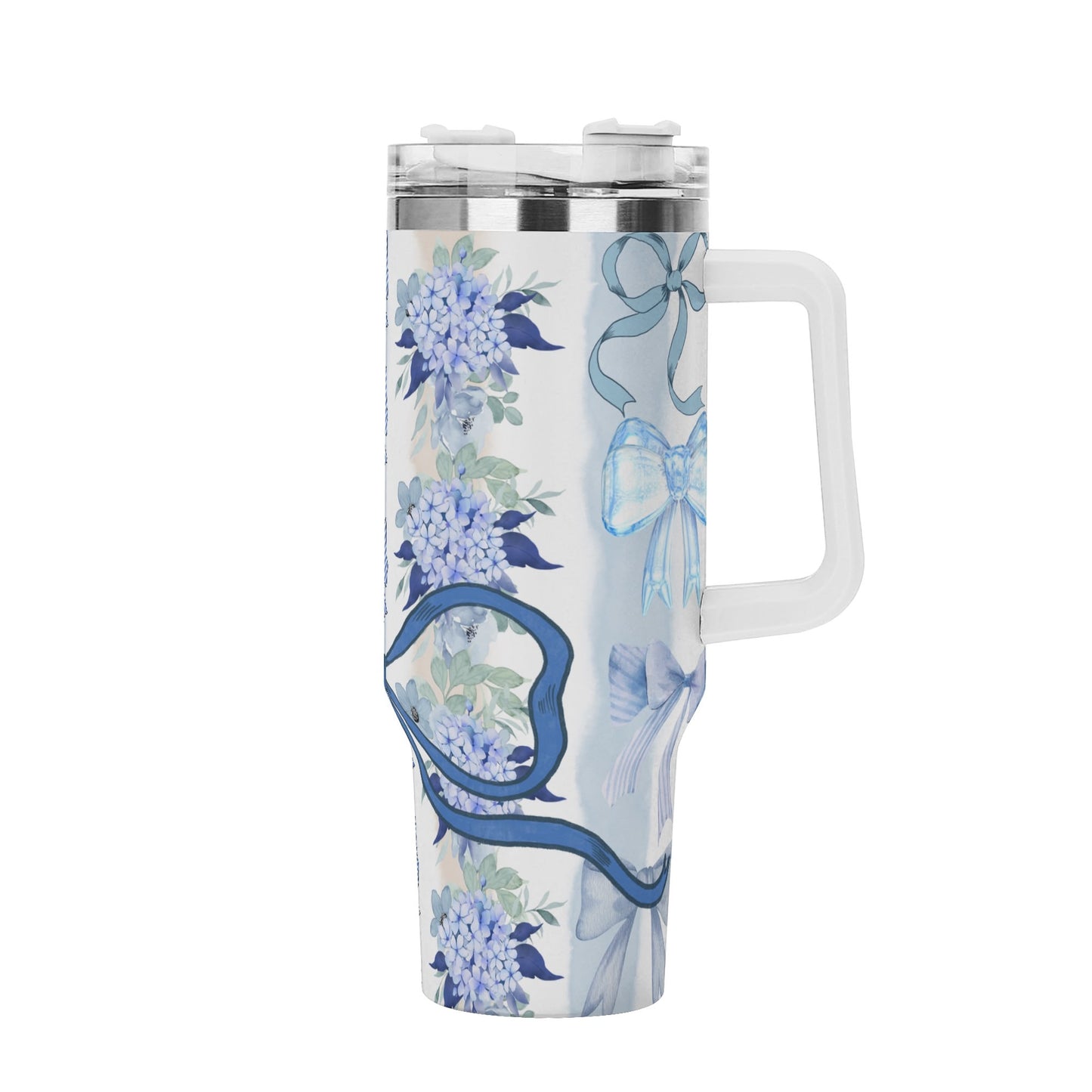 Coquette Floral Bow 40oz. Tumbler Blue  by Christian Grace