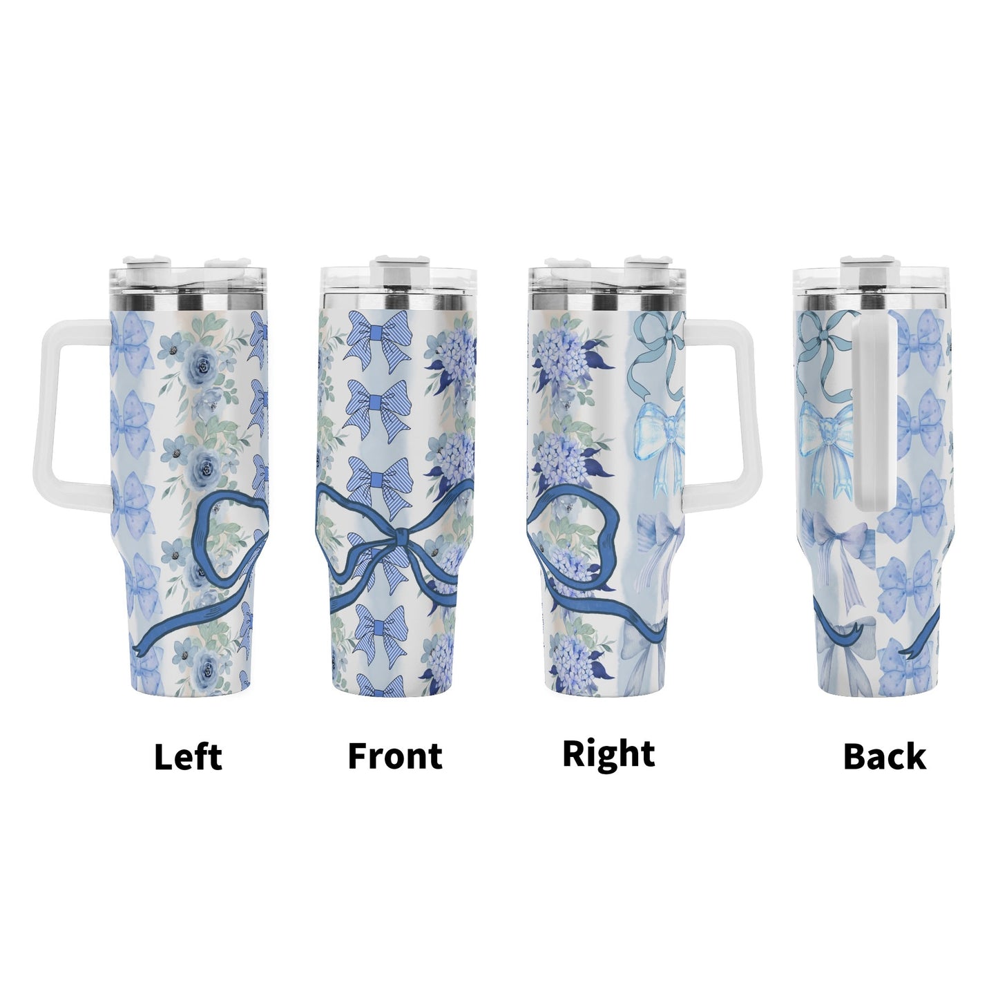 Coquette Floral Bow 40oz. Tumbler Blue  by Christian Grace