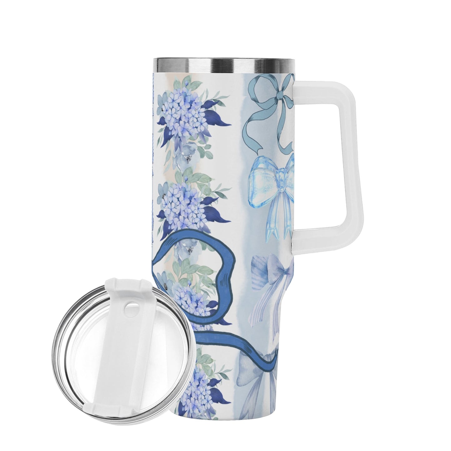 Coquette Floral Bow 40oz. Tumbler Blue  by Christian Grace