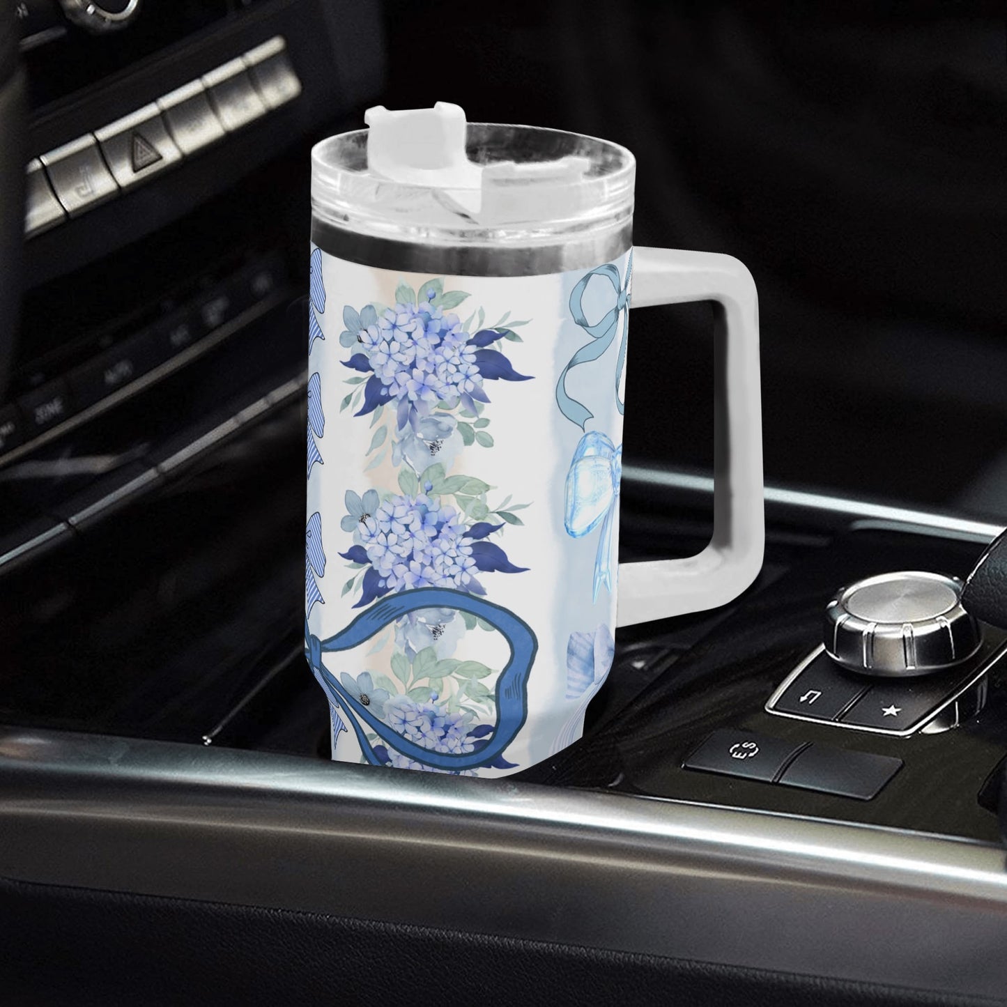 Coquette Floral Bow 40oz. Tumbler Blue  by Christian Grace