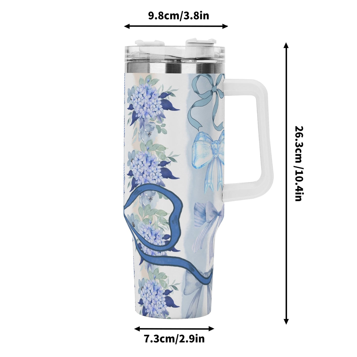 Coquette Floral Bow 40oz. Tumbler Blue  by Christian Grace