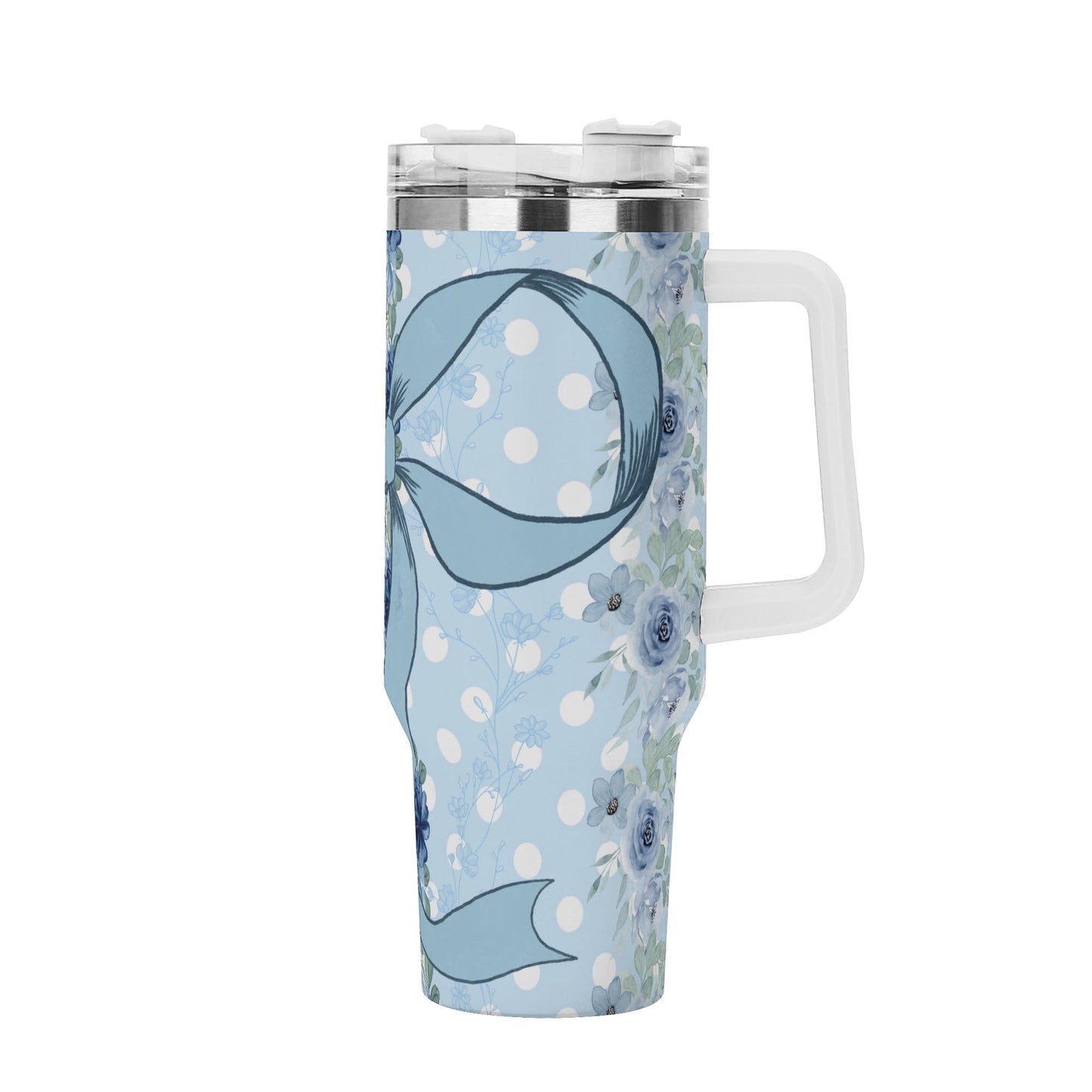 Coquette Floral Bow 40oz. Tumbler Blue Bow  by Christian Grace