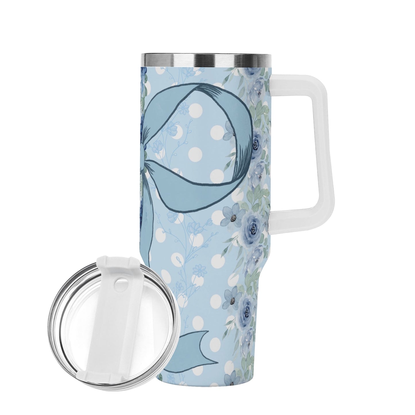 Coquette Floral Bow 40oz. Tumbler Blue Bow  by Christian Grace