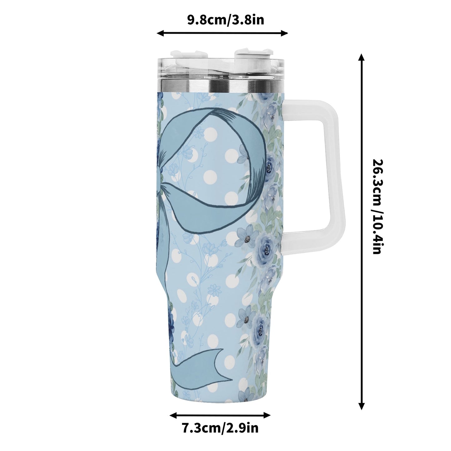 Coquette Floral Bow 40oz. Tumbler Blue Bow  by Christian Grace