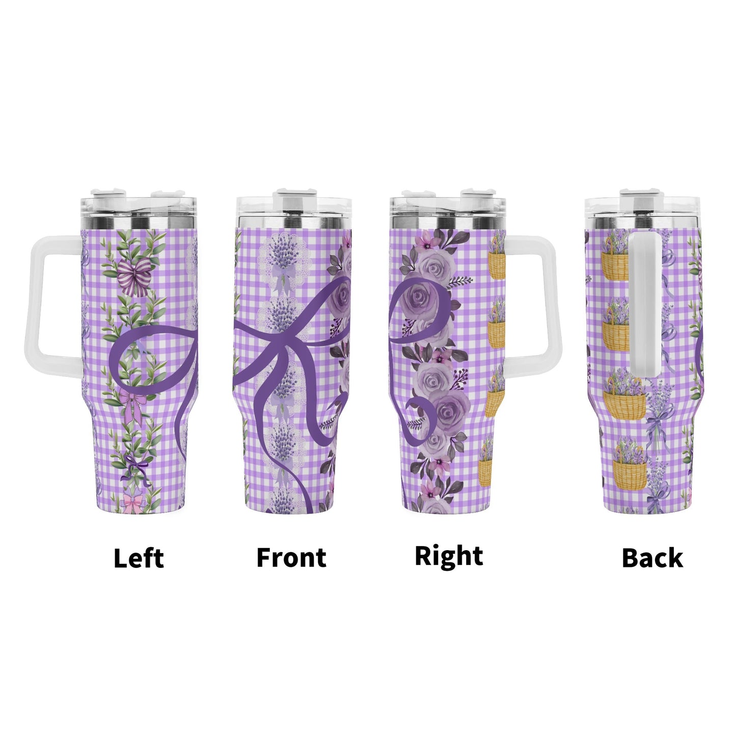 Coquette Floral Bow 40oz. Tumbler Purple Bow by Christian Grace