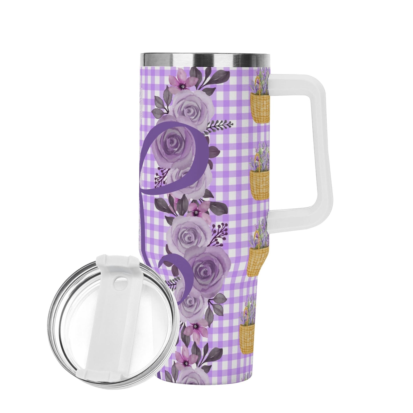 Coquette Floral Bow 40oz. Tumbler Purple Bow by Christian Grace