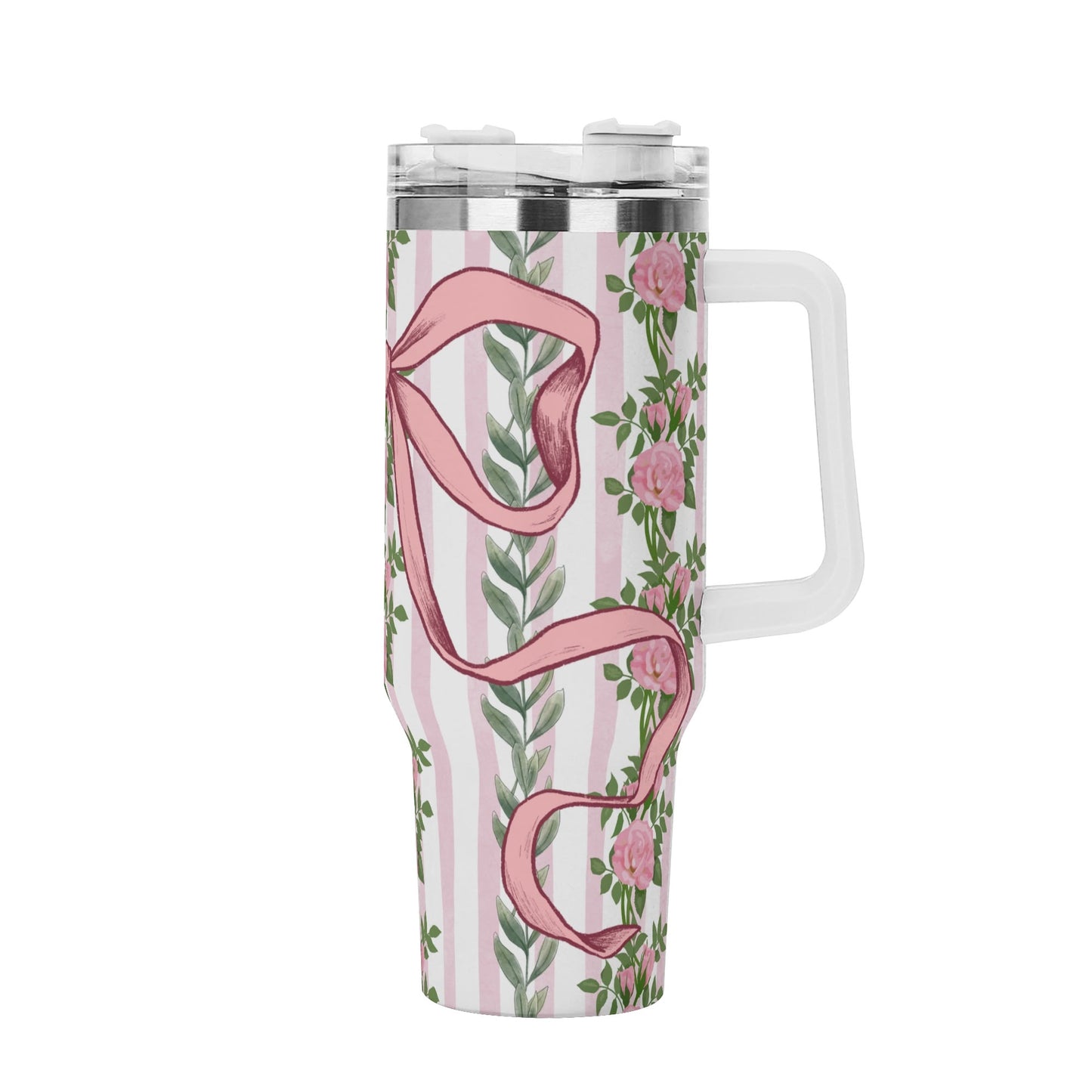 Coquette Floral Bow 40oz. Tumbler Purple Bow by Christian Grace