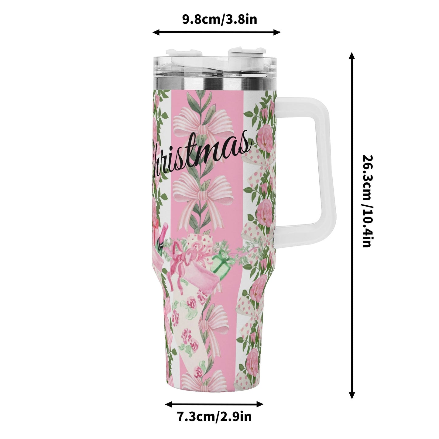 Coquette Floral Christmas  Stocking  40oz. Tumbler Pink by Christian Grace