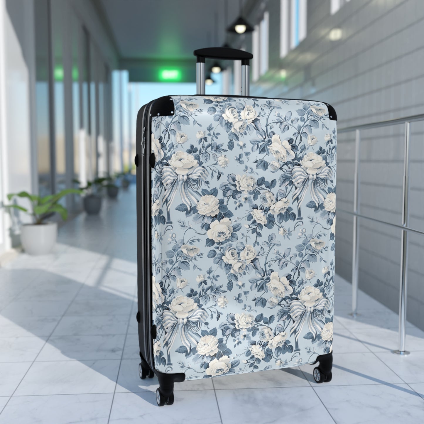 Blue Floral Toile Large Suitcase