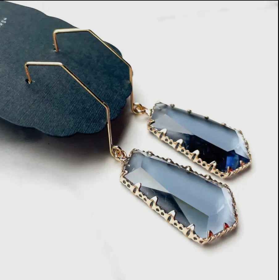 18k, Prisms in Slate Smoke Earrings