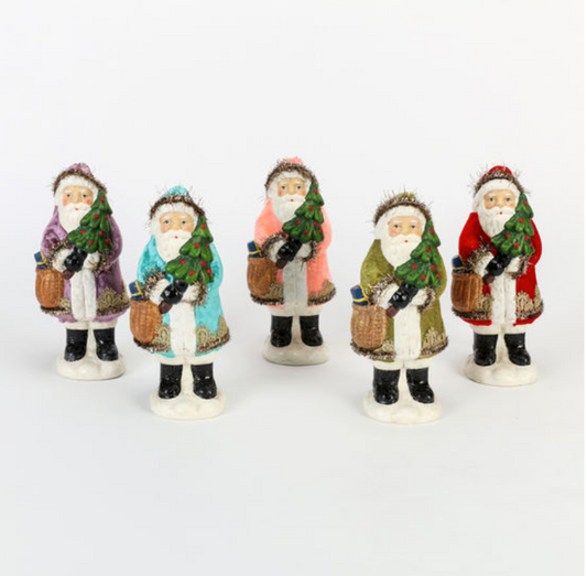 Santa Figure, 5 Asst, Resin/Fabric, 8.75"~pre~orde