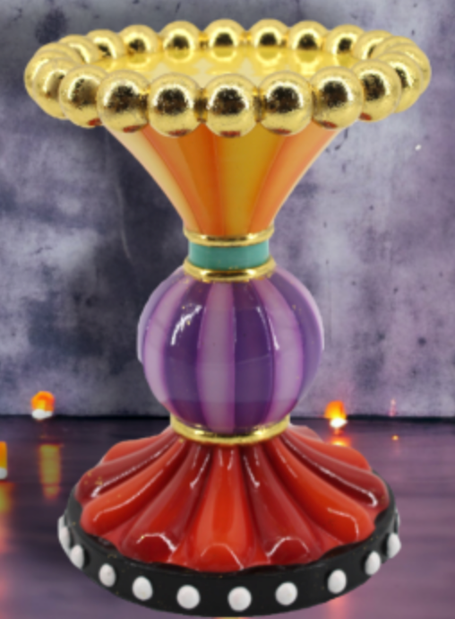 7.75" Purple / Orange Candle Holder-Preorder