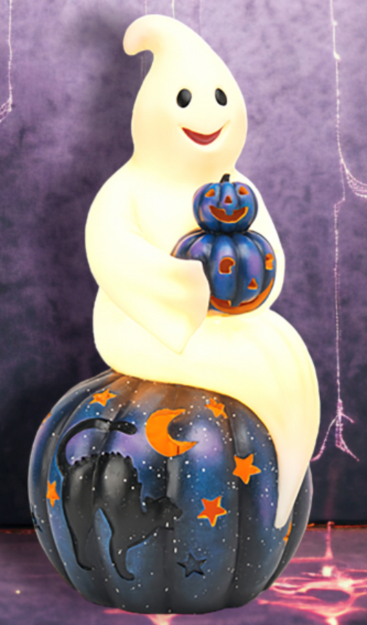 26" LED Ghost Sitting on Pumpkin-Preorder