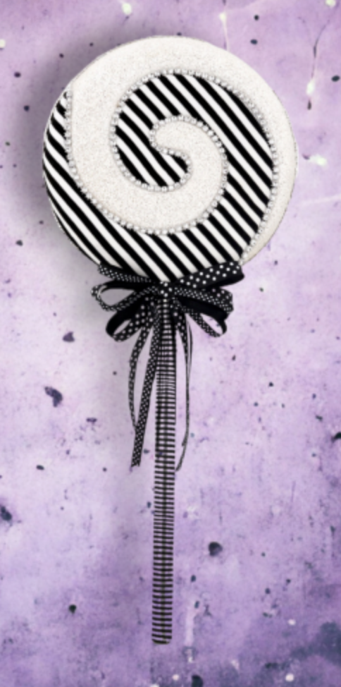 24" Blk / Wht Swirl Lollipop Pick-Preorder