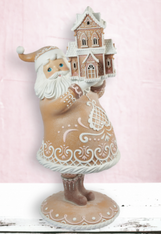 45" Gingerbread Santa w/House Display-Preorder