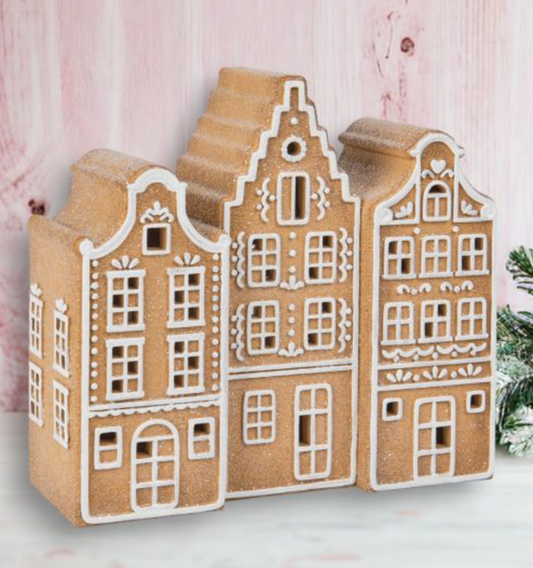 8.5in Gingerbread Brownstones - NEW 2024-Preorder