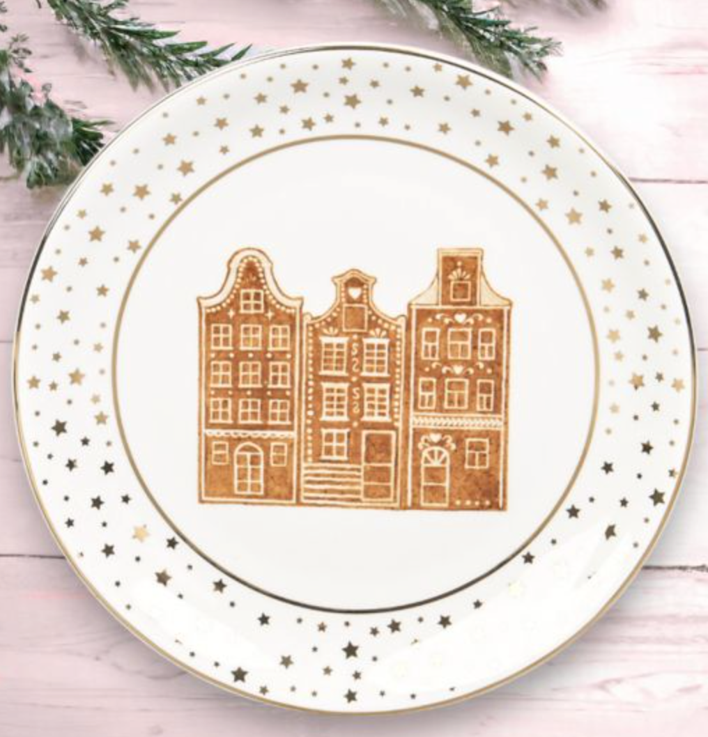 8in Gingerbread Houses Dessert Plate - NEW 2024-Preorder