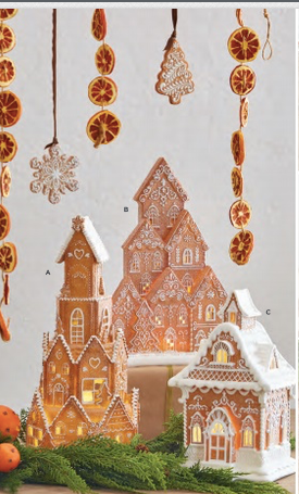 13" WHITE ICING LIGHTED GINGERBREAD HOUSE ~ In-stock