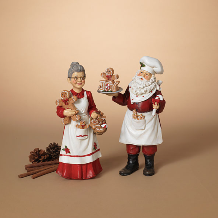 12.2-Inch Tall Resin Mr. & Mrs. Chef Santa Figurines~ pre~order