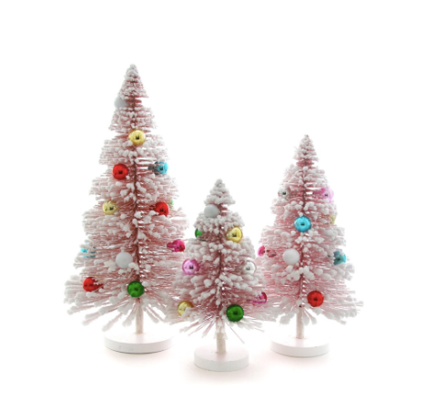 Snow forest trees pink w/ multi color ball ~ pre~order