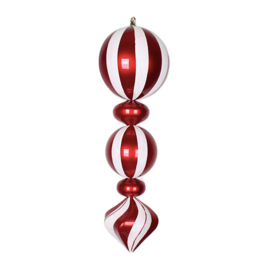 24" White and Red Peppermint Candy Finial Ornament ~ pre~order