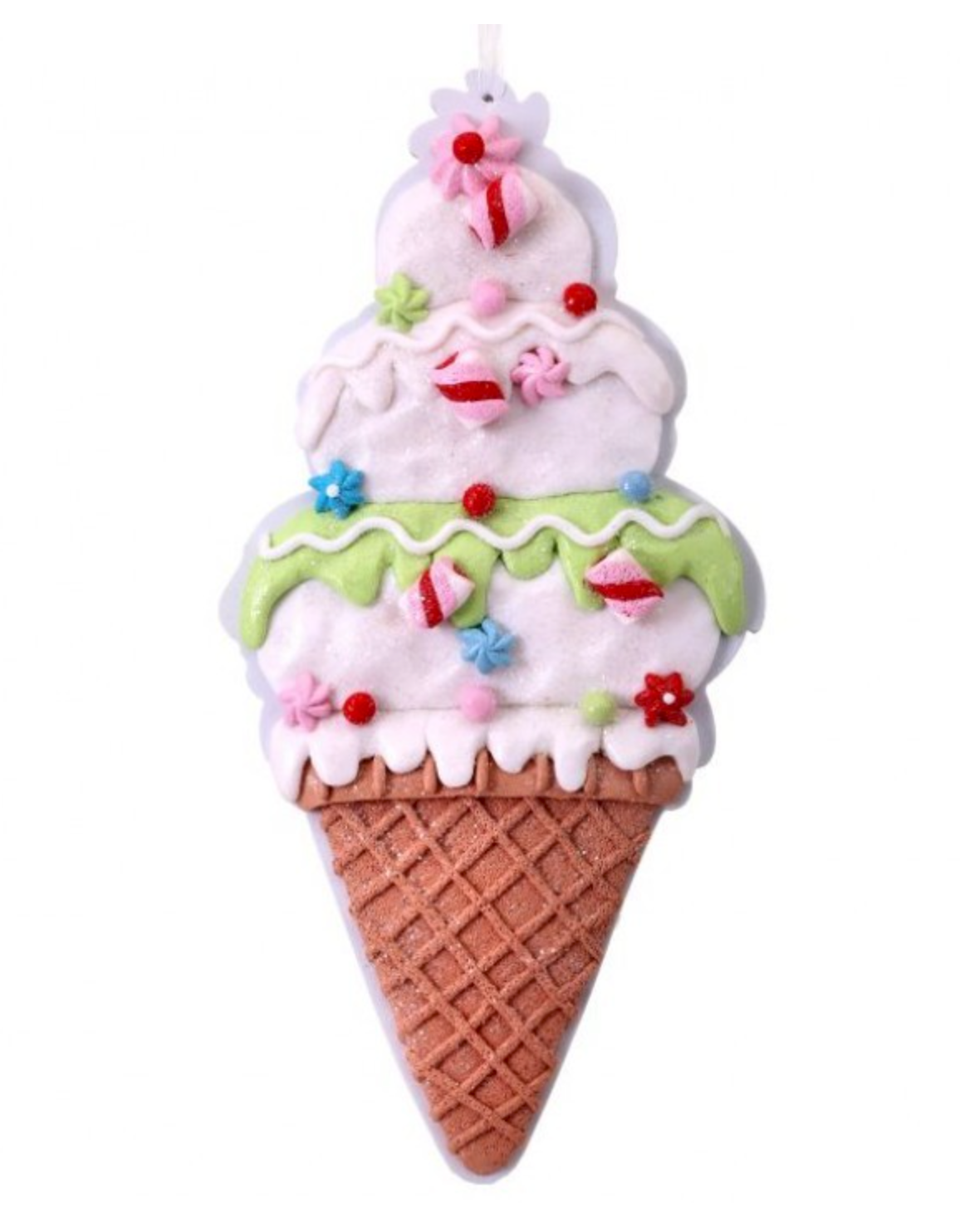 12'' Clay Ice Cream Cone Ornament  ~ Pre~ order