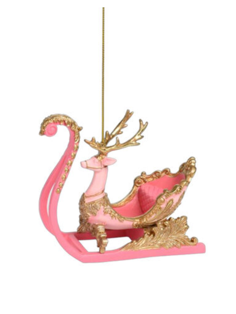 Pink Deer Sleigh Ornament ~ Pre~order