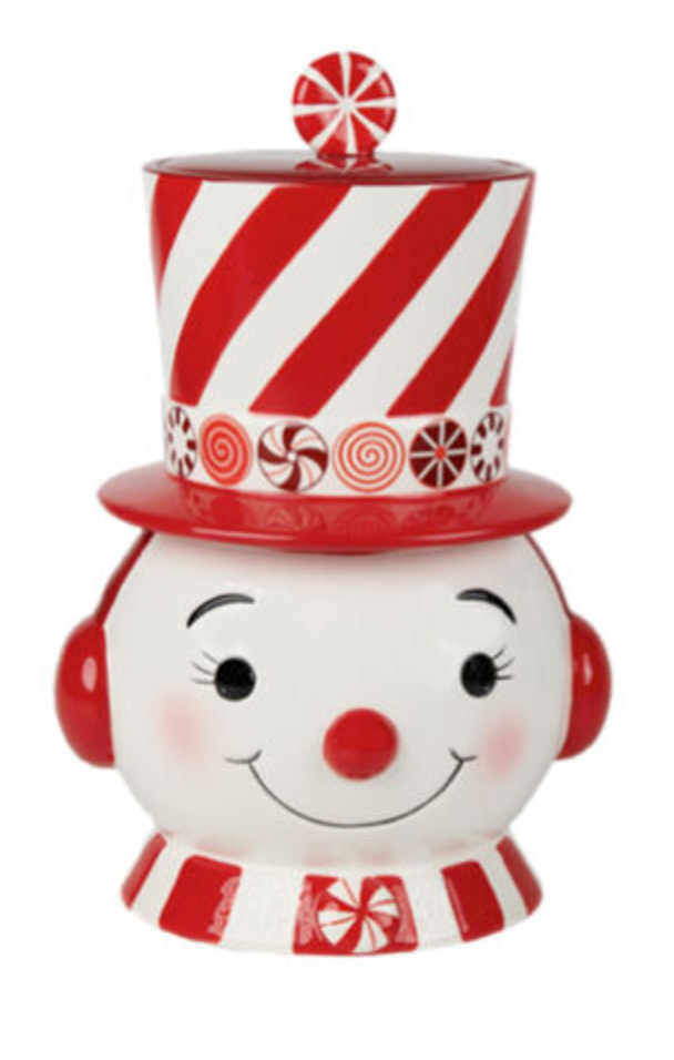 Peppermint Snowman Cookie Jar ~ Pre~order