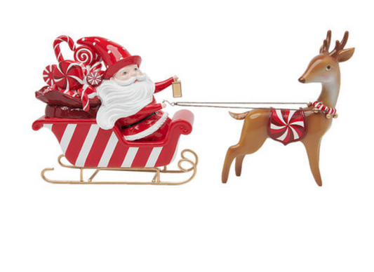 Candy Cane Santa in Sled with Reindeer ~ Pre~order