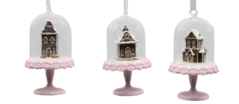 Pink gingerbread houses orn-pre-order