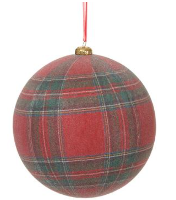 6" Glittered Plaid Ball Ornament ~ Pre~order