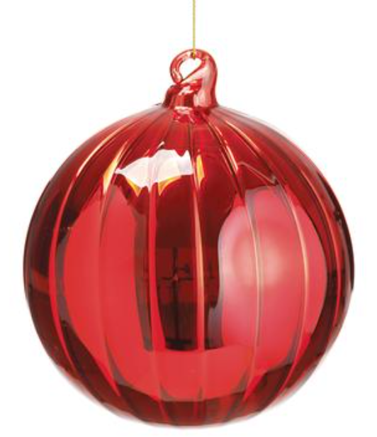 4.75" Glass Ball Ornament  Red~pre-order