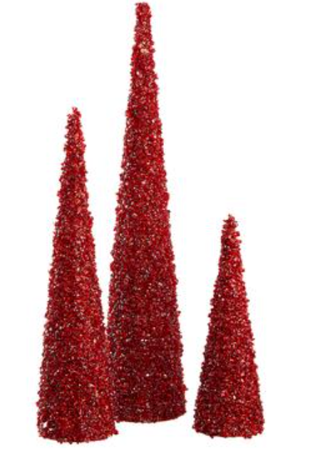 12"-24" Beaded Red Cone Topiary~pre-order