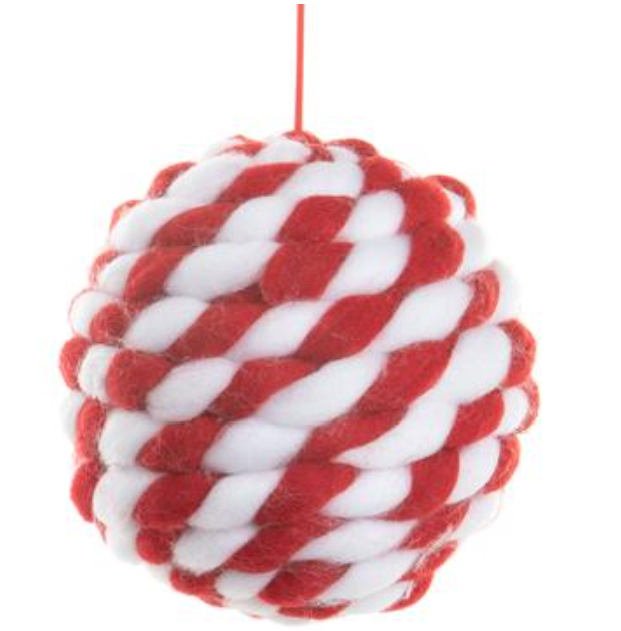 8" Yarn Ball Ornament  Red White~pre-order