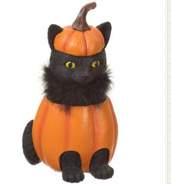 11.5" Pumpkin Cat  Orange Black~pre-order