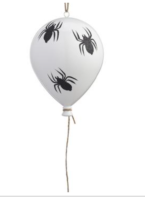 8" Glittered Spider Balloon  White Black~pre-order