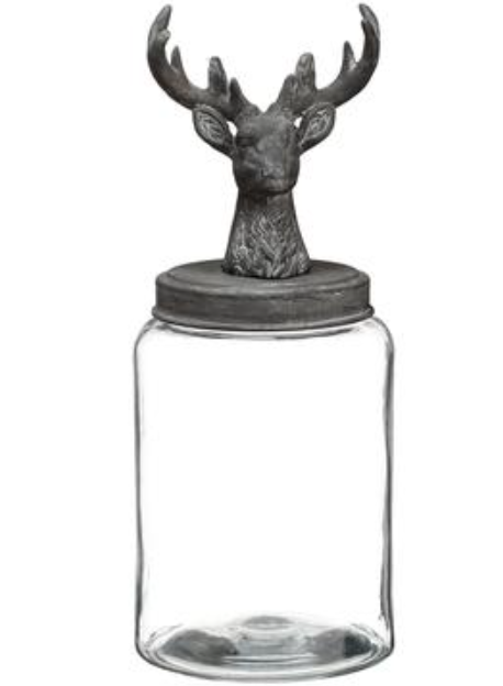 15.5" Reindeer Glass Jar ~ pre-order