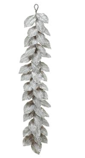 5' Iced Magnolia Leaf Garland  Green Ice~pre-order